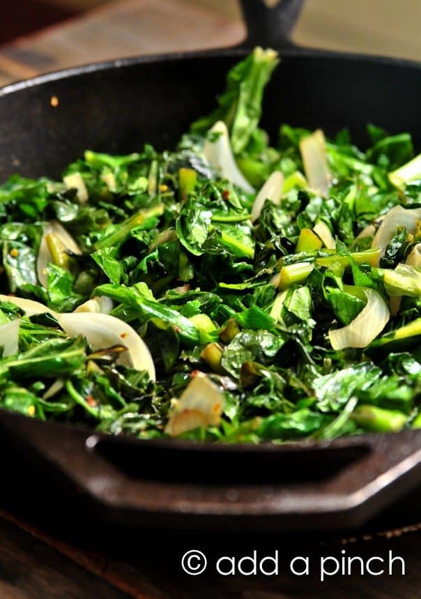 Quick & Comforting Spicy Skillet Turnip Greens
